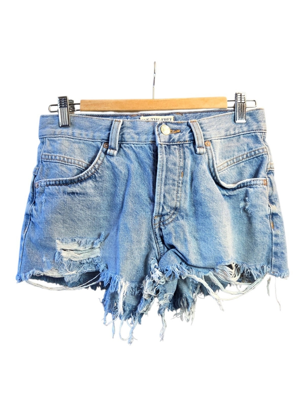 We The Free Light Blue Distressed Denim Cutoff Shorts Size 24